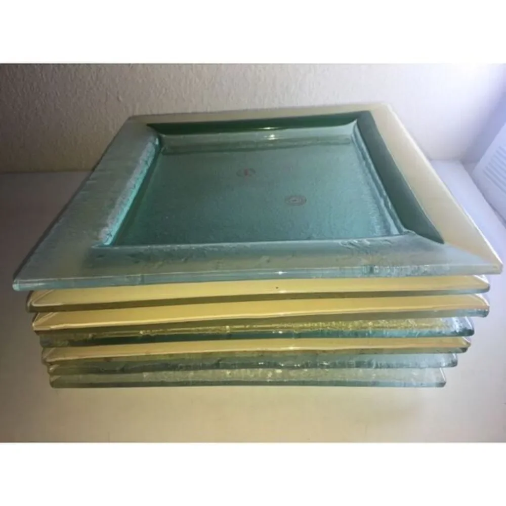 Turkish handmade Turgla square glass‎ decorative serving platter dish